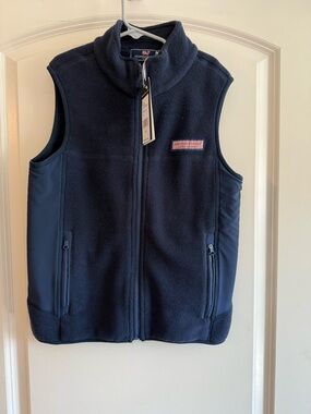 Vineyard Vines Navy Fleece Zip-Up Vest